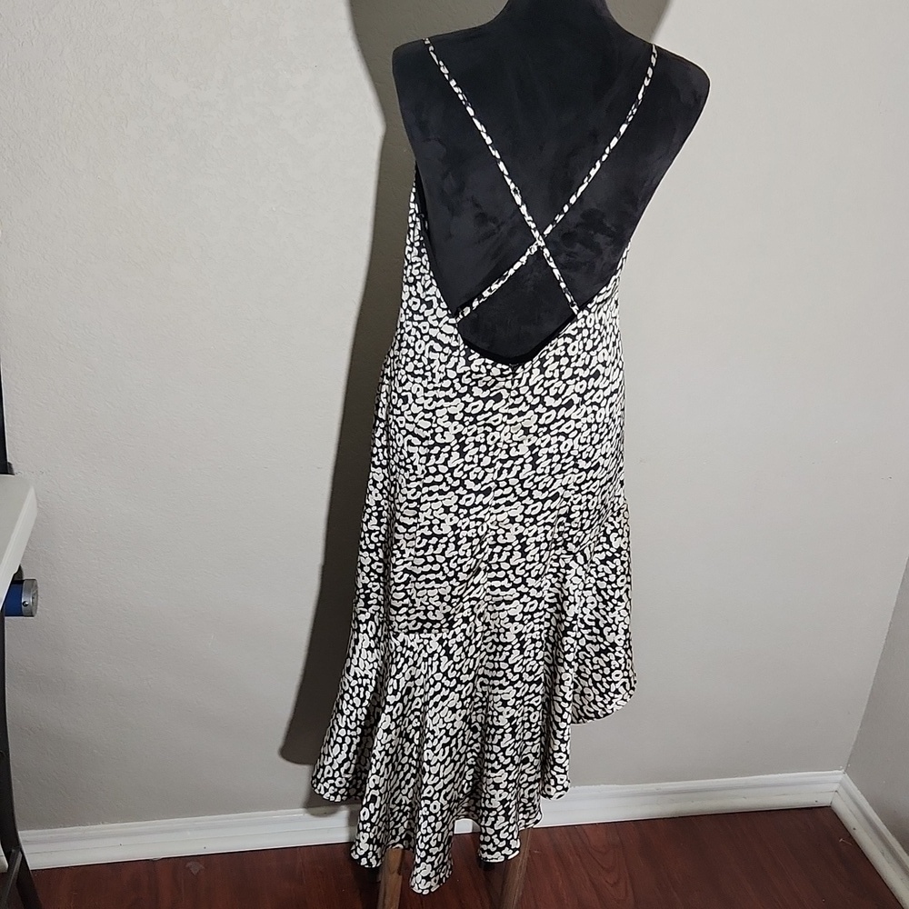 Forever 21 Dress Womens Size L Cheetah Print Sundress Cocktail Black Silver - Picture 8 of 13